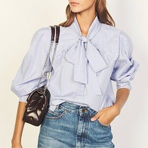 Sandro Paris Women’s long sleeve blouse with bow collar size 3